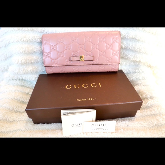 Gucci Accessories - Gucci Pink Guccissima Leather Bow Cont. Wallet